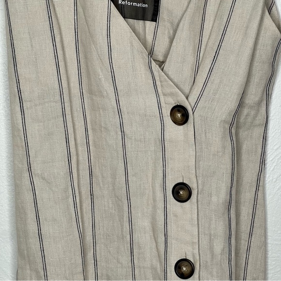 Reformation Cayman Mini Dress Cream Linen Button Down Tank Sleeveless Size M - Picture 6 of 15